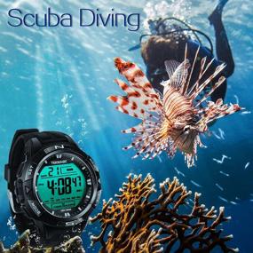 img 3 attached to 💦 TEKMAGIC 10 ATM Digital Submersible Diving Watch: Water Resistant 100m Swimming Wristwatch with Luminous LCD, Stopwatch & Alarm Function