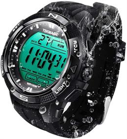 img 4 attached to 💦 TEKMAGIC 10 ATM Digital Submersible Diving Watch: Water Resistant 100m Swimming Wristwatch with Luminous LCD, Stopwatch & Alarm Function