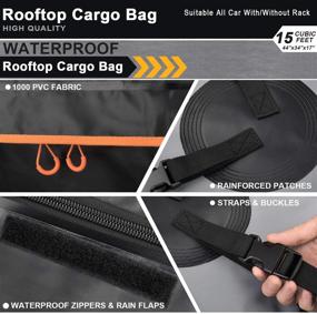 img 3 attached to 🚗 CORFICH Car Rooftop Cargo Carrier - 15 Cubic Feet, Waterproof Roof Rack Cargo Carrier with Lock, 8 Reinforced Straps, and 4 Door Hooks - Suitable for All Vehicles with or Without Racks (Orange)