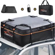 🚗 corfich car rooftop cargo carrier - 15 cubic feet, waterproof roof rack cargo carrier with lock, 8 reinforced straps, and 4 door hooks - suitable for all vehicles with or without racks (orange) logo