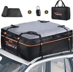 img 4 attached to 🚗 CORFICH Car Rooftop Cargo Carrier - 15 Cubic Feet, Waterproof Roof Rack Cargo Carrier with Lock, 8 Reinforced Straps, and 4 Door Hooks - Suitable for All Vehicles with or Without Racks (Orange)