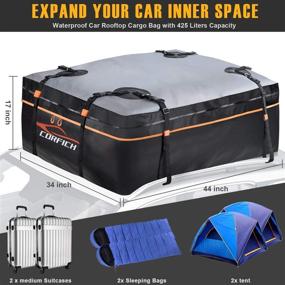 img 2 attached to 🚗 CORFICH Car Rooftop Cargo Carrier - 15 Cubic Feet, Waterproof Roof Rack Cargo Carrier with Lock, 8 Reinforced Straps, and 4 Door Hooks - Suitable for All Vehicles with or Without Racks (Orange)
