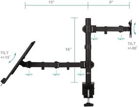 img 2 attached to 🖥️ WALI Single LCD Monitor Desk Mount with Laptop Tray - Adjustable Stand for 1 Laptop Notebook (up to 17 inch) and 1 Screen (up to 27 inch), 22 lbs. Weight Capacity - Black (M001LP)