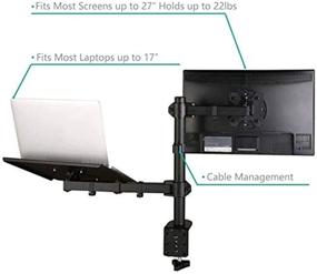 img 3 attached to 🖥️ WALI Single LCD Monitor Desk Mount with Laptop Tray - Adjustable Stand for 1 Laptop Notebook (up to 17 inch) and 1 Screen (up to 27 inch), 22 lbs. Weight Capacity - Black (M001LP)