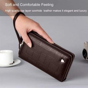 img 3 attached to 👜 Leather Zipper Clutch: A Stylish and Professional Business Handbag