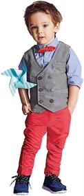 img 4 attached to 👔 FAVOLOOK Boys Waistcoat, Kids Suits & Gentleman Sets - Vest + Bowknot Shirt + Pants for Everyday Wear & Special Occasions