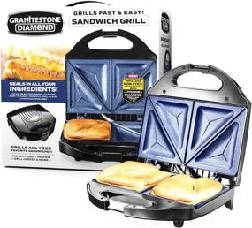 img 4 attached to Granitestone 2-Sandwich Maker: Toaster, Electric Panini Grill with Ultra Nonstick Mineral Surface - Quick Cleanup, Easy-Cut Edges, Indicator Lights