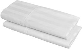 img 2 attached to 🛌 Premium Egyptian Cotton 540TC 2-Pack Striped King Size Pillowcases - Available in 4 Colors with Wrinkle Guard - Fits 20x36 (Color: White)
