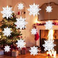 transform your home into a winter wonderland with 12 pcs white 3d glittery paper snowflakes: perfect for christmas window and tree decor, christmas new year party décor logo