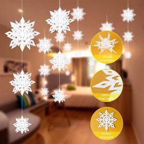 img 3 attached to Transform Your Home into a Winter Wonderland with 12 PCS White 3D Glittery Paper Snowflakes: Perfect for Christmas Window and Tree Decor, Christmas New Year Party Décor