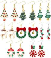 🔔 get festive with christmas tree, jingleball, snowflake, bow, and flower dangle earrings - perfect holiday earrings for women and girls logo