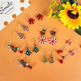 img 2 attached to 🔔 Get Festive with Christmas Tree, JingleBall, Snowflake, Bow, and Flower Dangle Earrings - Perfect Holiday Earrings for Women and Girls