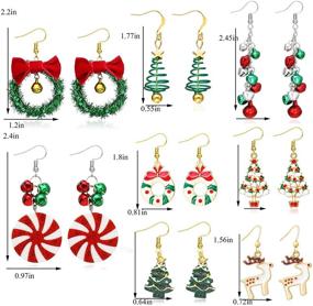 img 1 attached to 🔔 Get Festive with Christmas Tree, JingleBall, Snowflake, Bow, and Flower Dangle Earrings - Perfect Holiday Earrings for Women and Girls