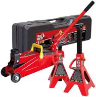 π΄ top performance hydraulic trolley service/floor jack combo - big red t82001s - 2 ton capacity (4,000 lb) - includes 2 jack stands, blow mold carrying storage case - color: red logo
