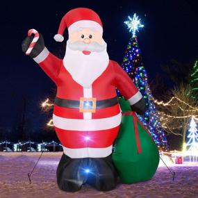 img 4 attached to 🎅 Christmas Inflatables: 12ft Giant Santa Claus with LED Lights & Gift Bag for Xmas Yard Decoration, Indoor/Outdoor Lawn Party Décor - Cute, Fun & Festive Holiday Blow Up