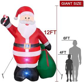 img 3 attached to 🎅 Christmas Inflatables: 12ft Giant Santa Claus with LED Lights & Gift Bag for Xmas Yard Decoration, Indoor/Outdoor Lawn Party Décor - Cute, Fun & Festive Holiday Blow Up