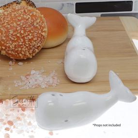 img 2 attached to 🐋 Ceramic Whale Salt &amp; Pepper Shakers - Novelty Kitchen Decor