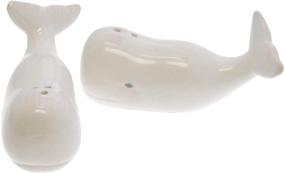 img 3 attached to 🐋 Ceramic Whale Salt &amp; Pepper Shakers - Novelty Kitchen Decor