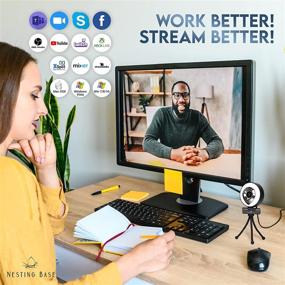 img 2 attached to 🎥 Enhanced Webcam with Built-in Ring Light – USB Web Camera with Integrated Microphone for Desktop, Laptop, PC – 1080p Video Quality, Privacy Cover, and Streamlined Design for Streaming, Gaming, Zoom Meetings – Auto Focus and Nesting Base