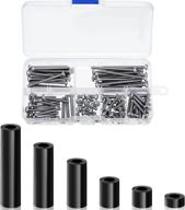 💡 optimized 150 piece electrical outlet extender kit: includes 60 outlet screw spacers and 90 6-32 thread flat head device mounting screws for household and industrial electricity, in 6 lengths (black) logo