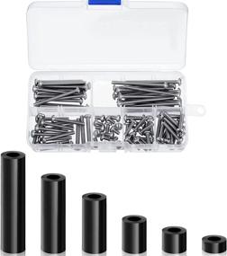 img 4 attached to 💡 Optimized 150 Piece Electrical Outlet Extender Kit: Includes 60 Outlet Screw Spacers and 90 6-32 Thread Flat Head Device Mounting Screws for Household and Industrial Electricity, in 6 Lengths (Black)