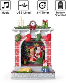 img 3 attached to 👧 Magical Holiday Décor: TIJNN Santa and Girl Lighted 10.2 Inch Fireplace Christmas Musical Snow Globe Water Lantern with Swirling Glitter - Add Festive Charm to Your Home!