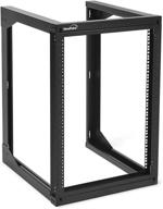 🗄️ navepoint 15u wall mount open frame network rack with swing out hinged gate - organize and secure network servers and av equipment with easy rear access - 24 inch depth, gate opens 180 degrees from either side logo