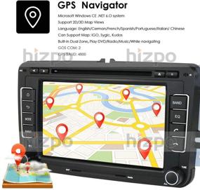 img 1 attached to 🚗 Hizpo HD 7" Double Din Car Stereo GPS DVD Navi for VW Golf Polo Passat Tiguan Jetta EOS, Including US Map & Camera, Capacitive Touch Screen