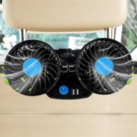 🔌 12v car fans - electric cooling rear seat headrest vehicle fan with cigarette lighter plug, dual head automobile fan with 2 speeds, 360 degree adjustable, ideal for truck van suv rv boat auto, plus 2 usb charging ports logo