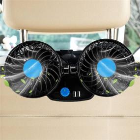 img 4 attached to 🔌 12V Car Fans - Electric Cooling Rear Seat Headrest Vehicle Fan with Cigarette Lighter Plug, Dual Head Automobile Fan with 2 Speeds, 360 Degree Adjustable, Ideal for Truck Van SUV RV Boat Auto, Plus 2 USB Charging Ports