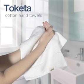 img 3 attached to 🛁 Combed Cotton Hand Towels Set - Premium Absorbent Soft Towels for Bathroom, Hand & Face Washcloths - 13 x 30 Inches - Pack of 6 - Beige & Grey