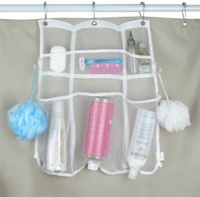 img 3 attached to 🚿 Organize and Simplify Shower Essentials with Evelots Mesh Shower Caddy: 6 Pockets, Brush Hook, Bottle Hole, Fast Drying