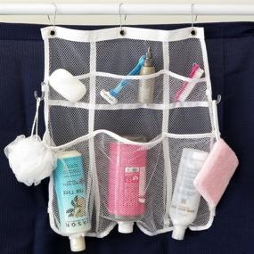 img 4 attached to 🚿 Organize and Simplify Shower Essentials with Evelots Mesh Shower Caddy: 6 Pockets, Brush Hook, Bottle Hole, Fast Drying