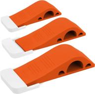 wundermax door stoppers - heavy duty rubber security wedge for door on carpet, concrete, tile, linoleum & wood floors - home improvement - 3 pack - vibrant orange logo
