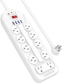 img 4 attached to 💡 AUOPLUS Power Strip Surge Protector: С возможностью крепления на стене и 10 розетками переменного тока, 4 портами USB и 6 футовым удлинителем - Идеально подходит для компьютеров, смартфонов и планшетов.