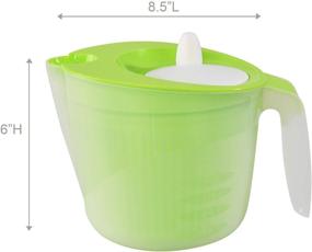 img 1 attached to 🥗 HOME-X Salad Spinner: Quick & Efficient Lettuce and Salad Greens Drying Solution with Pouring Spout and Removable Strainer Basket - Green, 8 ½” L x 6 ½” W x 6” H