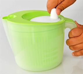 img 3 attached to 🥗 HOME-X Salad Spinner: Quick & Efficient Lettuce and Salad Greens Drying Solution with Pouring Spout and Removable Strainer Basket - Green, 8 ½” L x 6 ½” W x 6” H