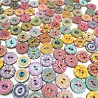 🔘 100 retro round wood buttons: handmade painted printing 2 hole wooden buttons for sewing, crafts, diy, and kid’s art projects – supplies for decorative handicraft accessories logo