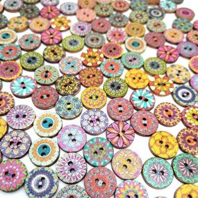 img 4 attached to 🔘 100 Retro Round Wood Buttons: Handmade Painted Printing 2 Hole Wooden Buttons for Sewing, Crafts, DIY, and Kid’s Art Projects – Supplies for Decorative Handicraft Accessories