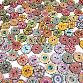 img 3 attached to 🔘 100 Retro Round Wood Buttons: Handmade Painted Printing 2 Hole Wooden Buttons for Sewing, Crafts, DIY, and Kid’s Art Projects – Supplies for Decorative Handicraft Accessories