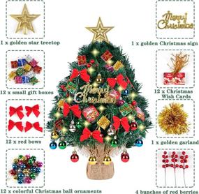 img 2 attached to 🎄 22 Inch Tabletop Mini Christmas Tree with LED String Lights and 56 Hanging Ornaments – Perfect DIY Decorations for Desktop and Small Spaces