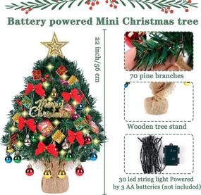 img 3 attached to 🎄 22 Inch Tabletop Mini Christmas Tree with LED String Lights and 56 Hanging Ornaments – Perfect DIY Decorations for Desktop and Small Spaces