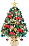 🎄 22 inch tabletop mini christmas tree with led string lights and 56 hanging ornaments – perfect diy decorations for desktop and small spaces logo