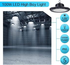img 3 attached to 100W UFO LED High Bay Light - Ultra Bright Ceiling Lamp for Garage, Shop, Gym, Warehouse Work - Commercial Lighting Grade - 15000LM 120V 5000K - IP65 (100W)