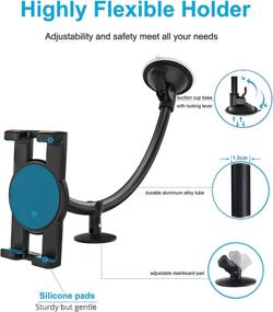 img 1 attached to 📲 woleyi Windshield Car Tablet Mount – Secure Long Arm Suction Cup Holder for iPad Pro, Air, Mini, Galaxy Tabs, iPhone, and More 4-13" Devices