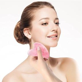 img 3 attached to 💆 Gua Sha инструменты для лица - натуральный массаж розовым кварцем жадеитом для лица и тела в спа-салоне, традиционная акупунктурная терапия, лечение точек триггера, массаж с помощью скребков