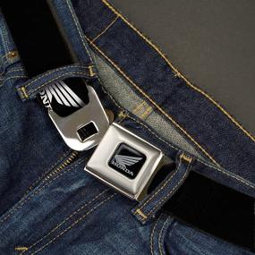 img 3 attached to 🏍️ HONDA Motorcycle Logo Seatbelt Belt - Black/White Design - Adjustable Length (20-36 inches) - 1.0" Wide Belt