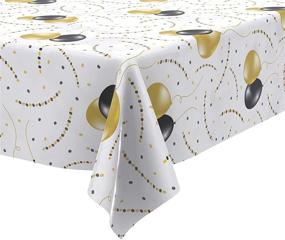 img 4 attached to 🎉 Black and Gold Party Tablecloth with Balloons