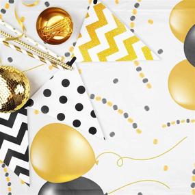 img 1 attached to 🎉 Black and Gold Party Tablecloth with Balloons