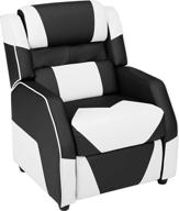 🕹️ amazon basics kids/youth gaming recliner: comfortable black and white chair for 3+ age group логотип